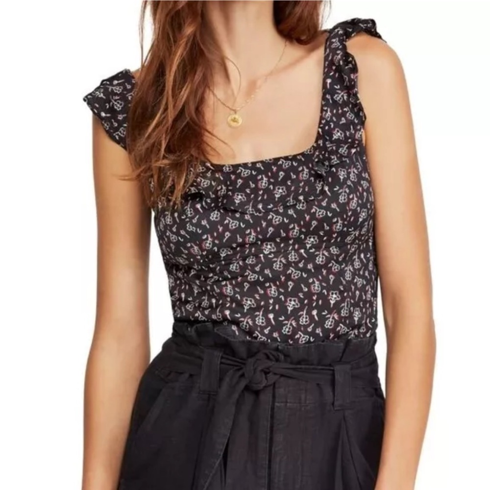 Free People Stay With You Ruffle Crop Top XS